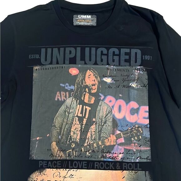 UMM Black Unplugged Short Sleeve Cotton Tee Shirt Unisex Size M - Picture 3 of 11